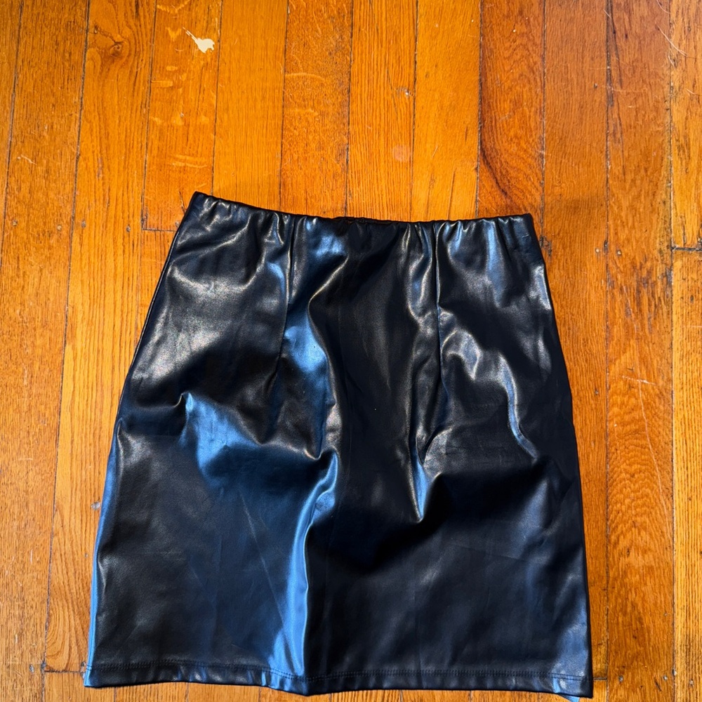 Black Faux Leather Skirt